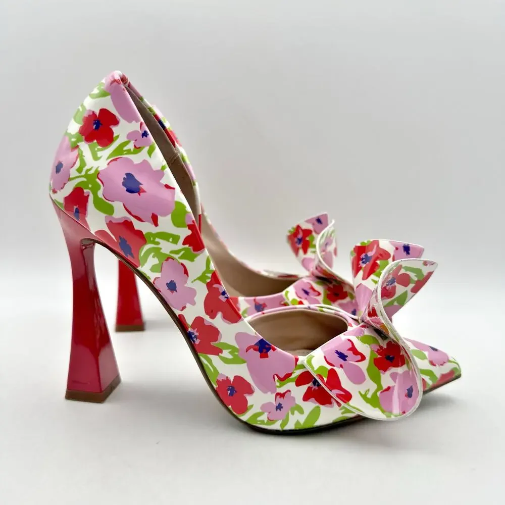 Betsey Johnson Womens Nobble Pumps US 7 M Red Pink Multi EUC